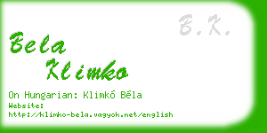 bela klimko business card